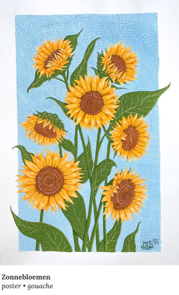 Zonnebloemen poster • gouache