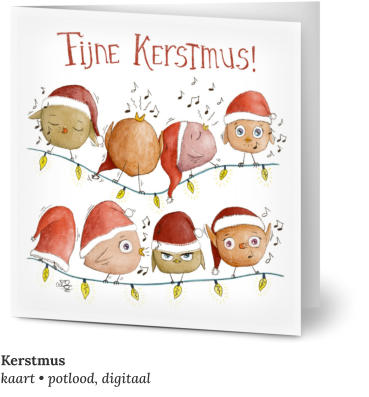 Kerstmus kaart • potlood, digitaal