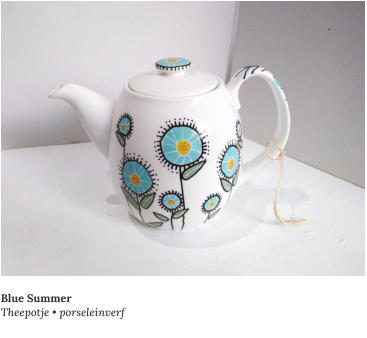 Blue SummerTheepotje • porseleinverf